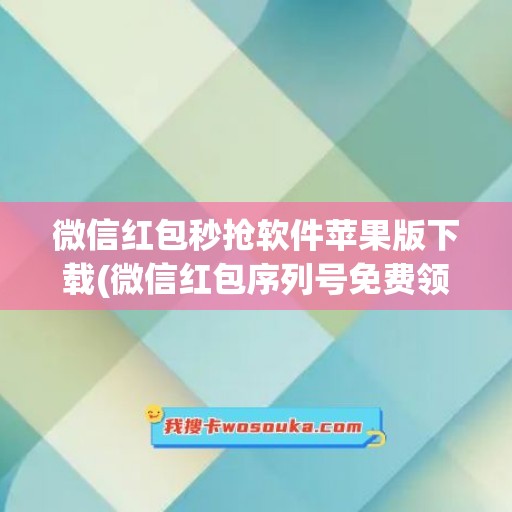 微信红包秒抢软件苹果版下载(微信红包序列号免费领取大全2024)