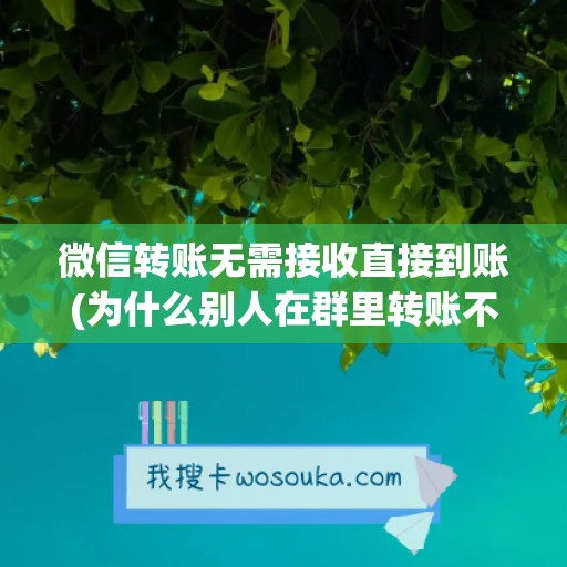 微信转账无需接收直接到账(为什么别人在群里转账不显示金额)