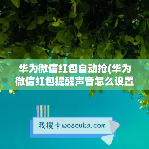 华为微信红包自动抢(华为微信红包提醒声音怎么设置在哪里设置)