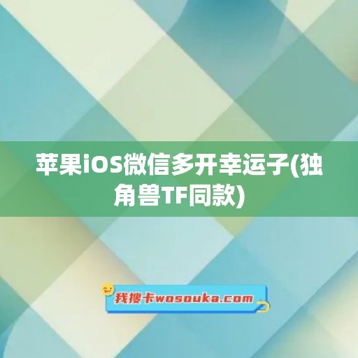 苹果iOS微信多开幸运子(独角兽TF同款)