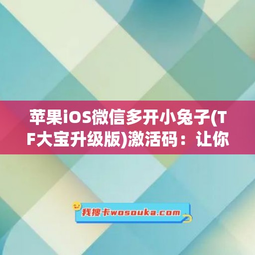 苹果iOS微信多开小兔子(TF大宝升级版)激活码：让你的微信世界变得更多彩！