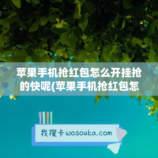 苹果手机抢红包怎么开挂抢的快呢(苹果手机抢红包怎么抢到最佳)