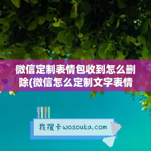 微信定制表情包收到怎么删除(微信怎么定制文字表情包)