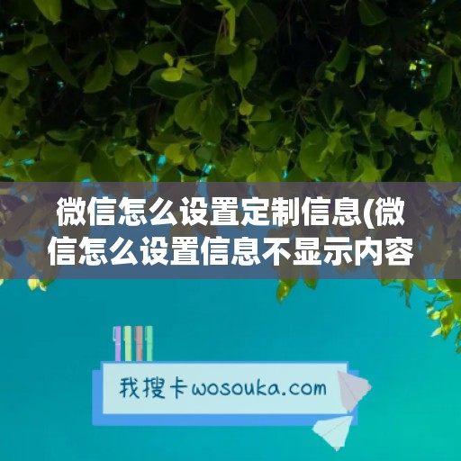 微信怎么设置定制信息(微信怎么设置信息不显示内容)