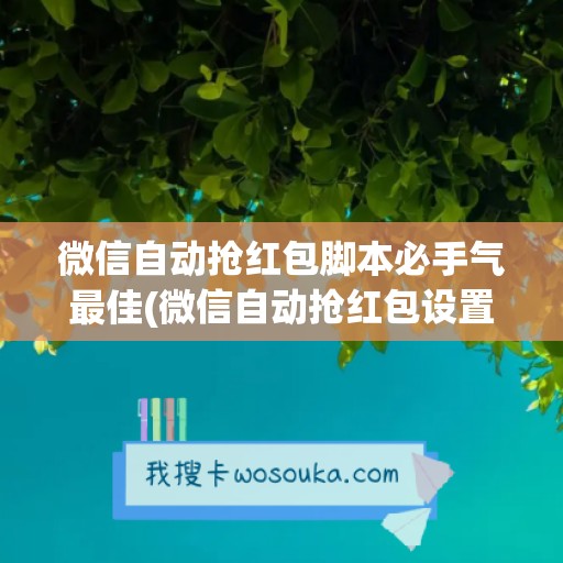 微信自动抢红包脚本必手气最佳(微信自动抢红包设置)