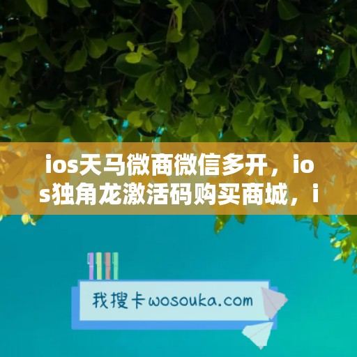 ios天马微商微信多开，ios独角龙激活码购买商城，ios小蝴蝶如何下载