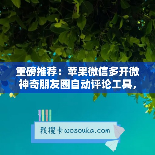 重磅推荐：苹果微信多开微神奇朋友圈自动评论工具，让你的社交圈轻松扩大！