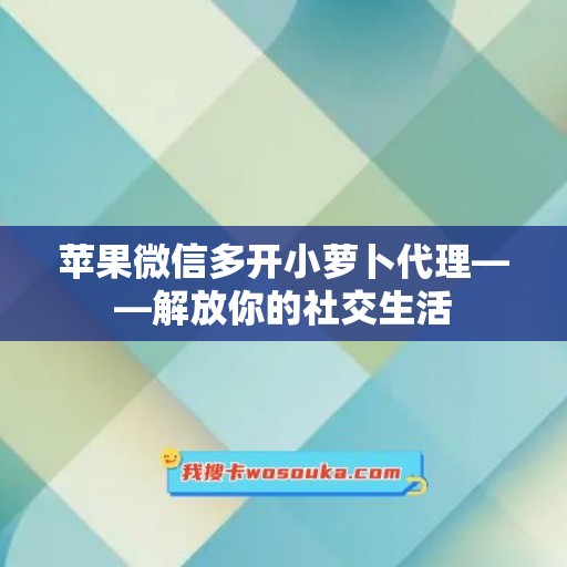 苹果微信多开小萝卜代理——解放你的社交生活