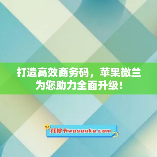 打造高效商务码，苹果微兰为您助力全面升级！