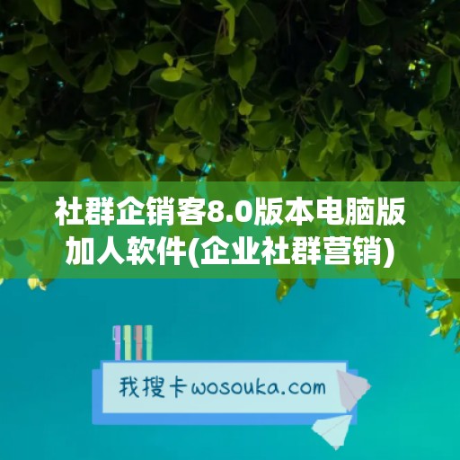 社群企销客8.0版本电脑版加人软件(企业社群营销)