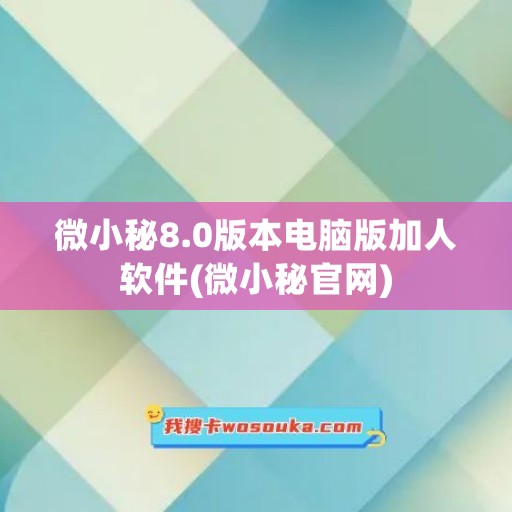 微小秘8.0版本电脑版加人软件(微小秘官网)