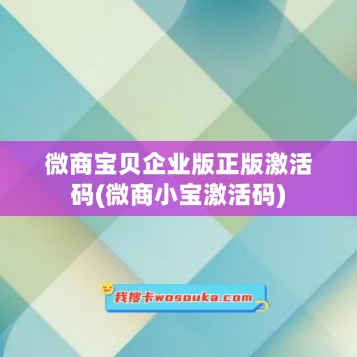 微商宝贝企业版正版激活码(微商小宝激活码)
