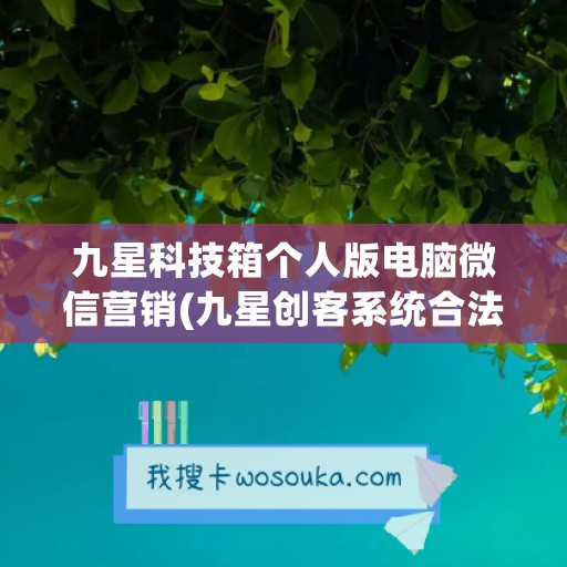 九星科技箱个人版电脑微信营销(九星创客系统合法吗)