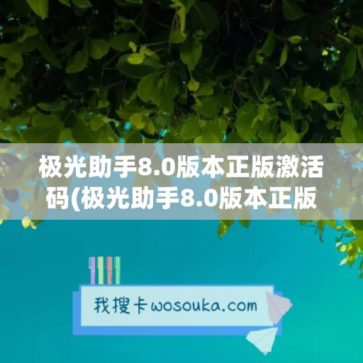 极光助手8.0版本正版激活码(极光助手8.0版本正版激活码是多少)