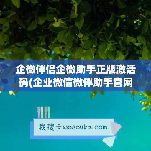 企微伴侣企微助手正版激活码(企业微信微伴助手官网)