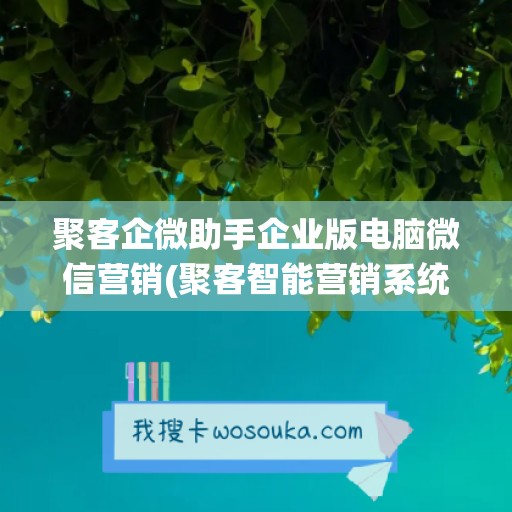 聚客企微助手企业版电脑微信营销(聚客智能营销系统怎么样)