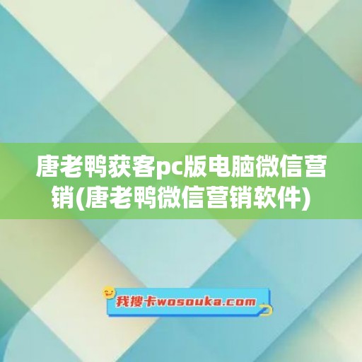 唐老鸭获客pc版电脑微信营销(唐老鸭微信营销软件)