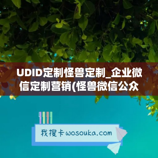 UDID定制怪兽定制_企业微信定制营销(怪兽微信公众号)