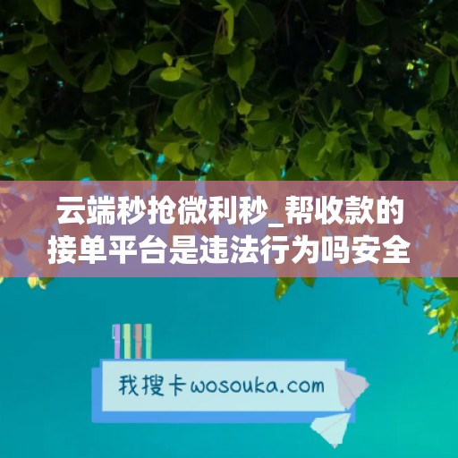 云端秒抢微利秒_帮收款的接单平台是违法行为吗安全吗(云端秒抢多少钱一个月)