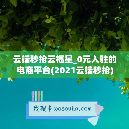 云端秒抢云福星_0元入驻的电商平台(2021云端秒抢)