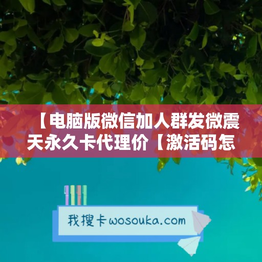 【电脑版微信加人群发微震天永久卡代理价【激活码怎么激活】