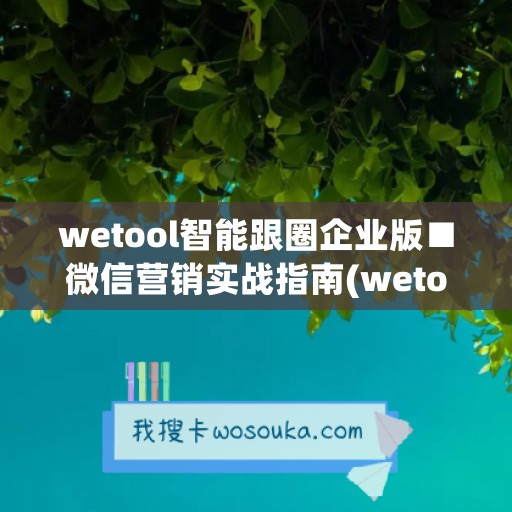 wetool智能跟圈企业版■微信营销实战指南(wetool企业版官网)