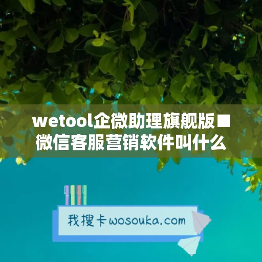 wetool企微助理旗舰版■微信客服营销软件叫什么