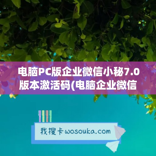 电脑PC版企业微信小秘7.0版本激活码(电脑企业微信如何设置密码)